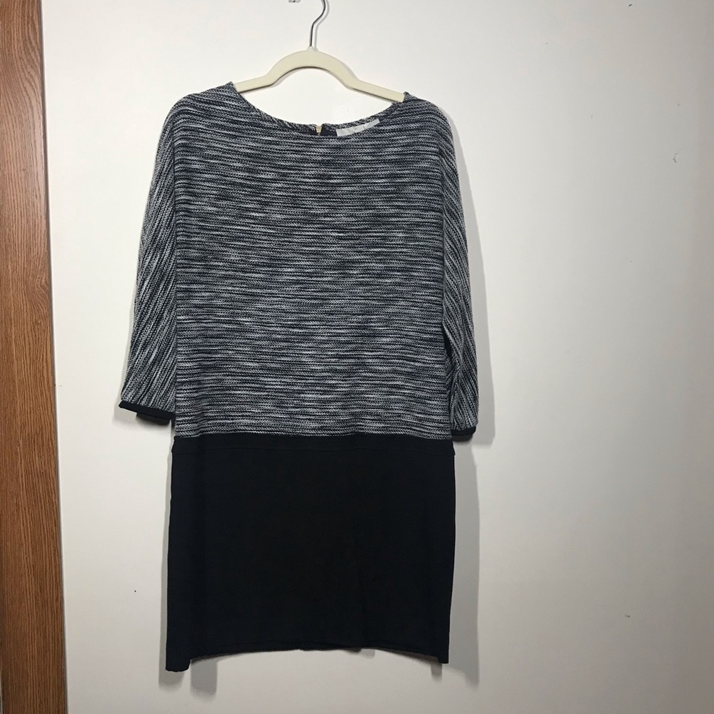LOFT Dress with Textured Top and Black Bottom, 10